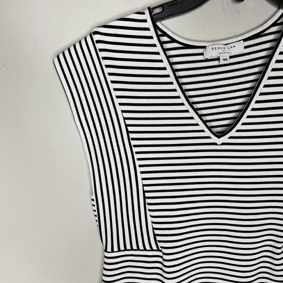 DEREK LAM Collective Dress Womens 46 US 10 Stripe Stretch Knit Sheath Sleeveless - Picture 4 of 12